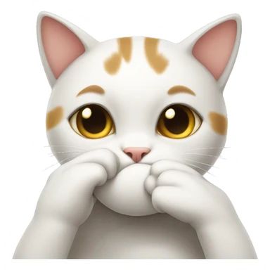 Shy cat covering her mouth with paw  sticker