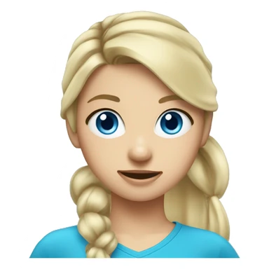 Blond Girl, ponytail with some loose hairs around Face, with Blue eyes Holding a Nikon Camera  sticker