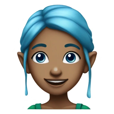 Elf blue skinned girl with blue hair with a fun expression  sticker