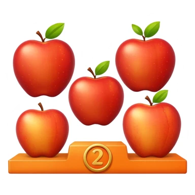 medal podium where 2nd and 3rd place are apples and 1st place is an orange sticker