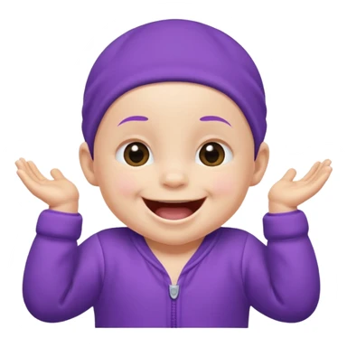 A baby wearing a purple onesie, laughing joyfully. sticker