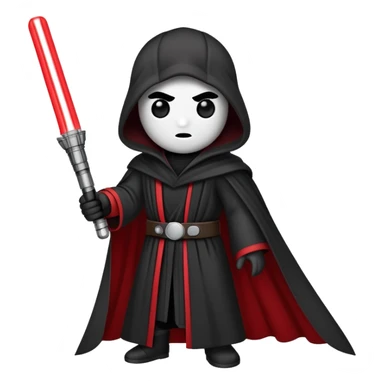 Oreo cookie with dark Sith lord robe and red lightsaber sticker