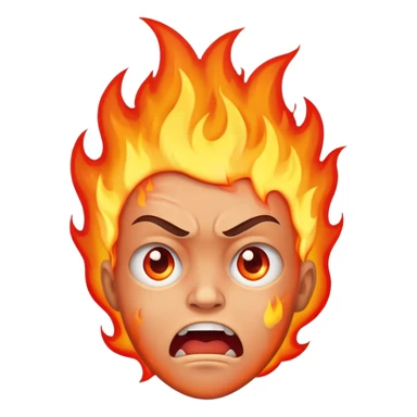 Scared face with top of head on fire sticker