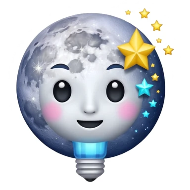 moon with idea sparkle pop sticker