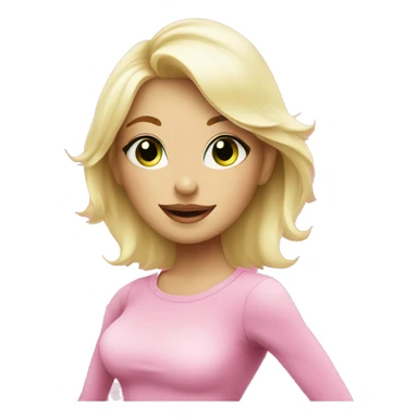 cute platinum blonde with green eyes surrounded by pink shopping bags sticker