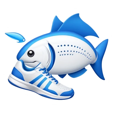 Tiburon con tenis azules  sticker
