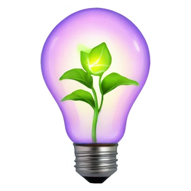 a plant sprout inside a glowing idea lightbulb sticker