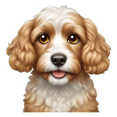 small cavoodle dog with red ears and light tan face  sticker