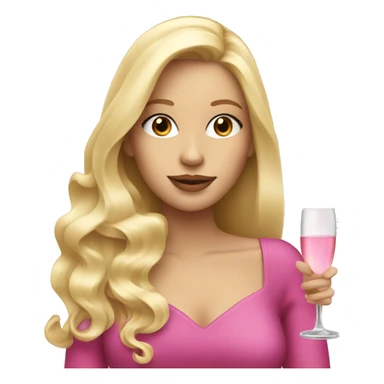 Pretty blonde lady with long hair drinking pink champagne sticker
