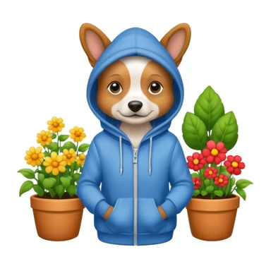 dog in a hoodie, garden background sticker