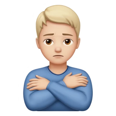person with arms crossed holding their neck worried expression emoji sticker
