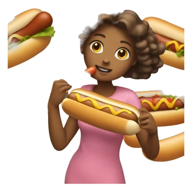 Girl eating hot dog  sticker