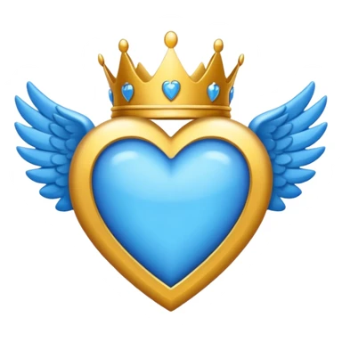 Un emoji de corazón azul con alas y una corona sticker
