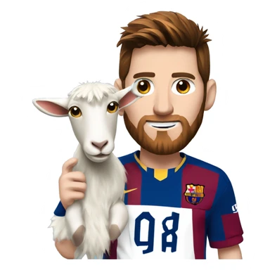 Messi holding a goat, redish hair redish beard, blue eyes sticker