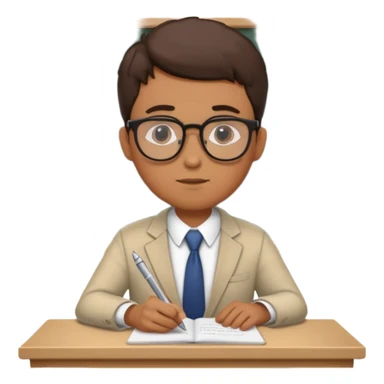 male person writing an exam in class sticker