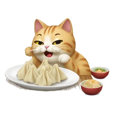 Cat eating dumplings sticker