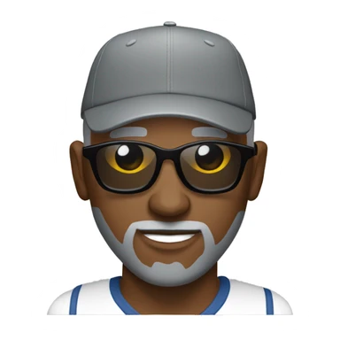 Bald black man with grey beard sunglasses baseball cap sticker