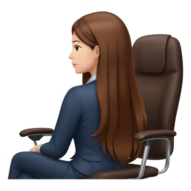 Woman sitting on an office chair from the Back of head with long hair sticker