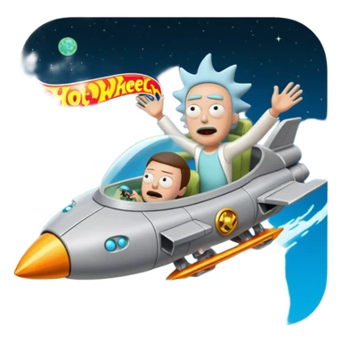 Hot wheels Rick and Morty flying in a spaceship to citadel  sticker