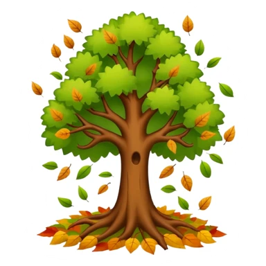 Tree with falling leaves, green leaves falling  sticker