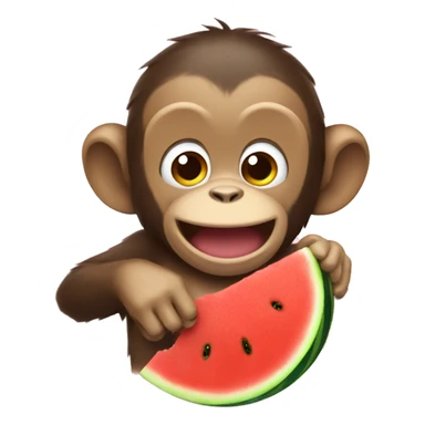 A monkey eating water melon sticker
