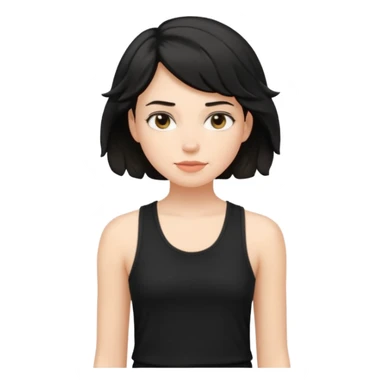 a white woman with short tomboy wavy black hair wearing men's black tank top sticker