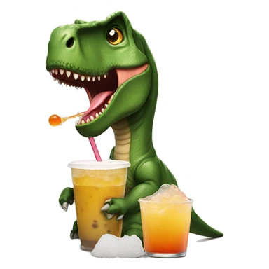 t-rex drinking boba sticker