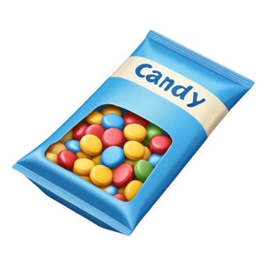blue rectangular cardboard candy packet sticker