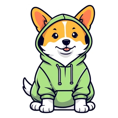 Dog wearing a hoodie sticker