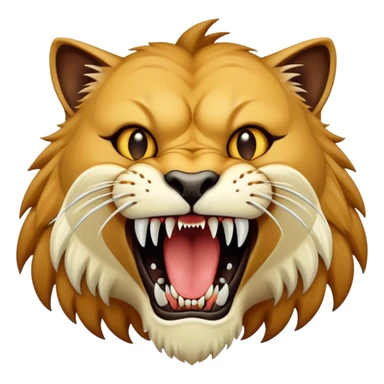 saber-toothed cat with gigantic canine teeth four times longer than its entire body, extremely exaggerated fangs sticker