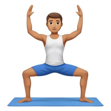 guy blue short warrior yoga pose sticker