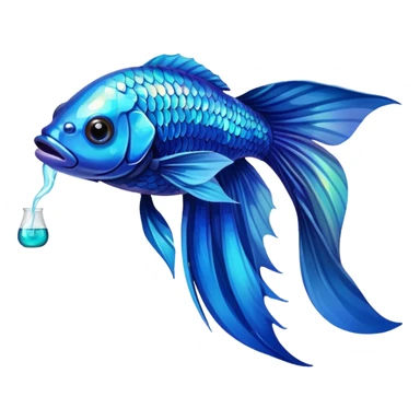 Blue beta fish drinking alcohol sticker