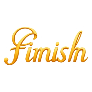 The Word "finish" written in a script sticker