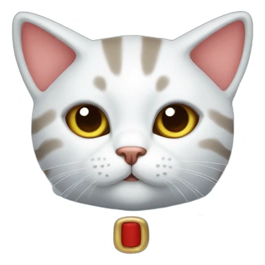 Cat in blue color without ears with red belt and bell sticker