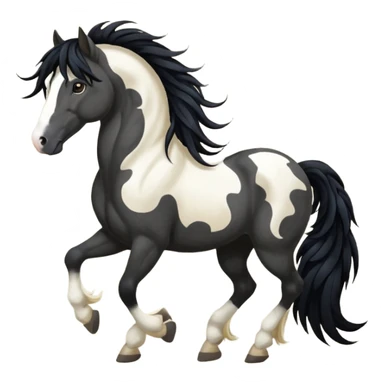 Dark bay gypsy cob with black feathers and mane sticker