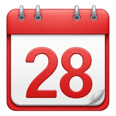 calendar with number 28 red top sticker