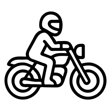 biker riding a motorcycle, wearing a black helmet, simple and bold lines, minimal detail, clear silhouette, no background sticker