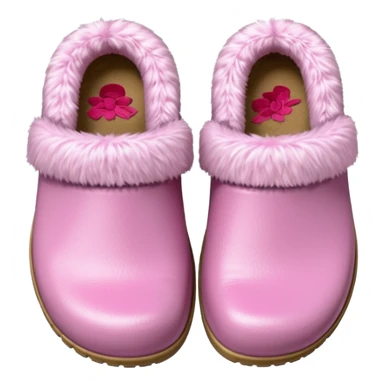 crocks with fur liningin pastel pink color sticker