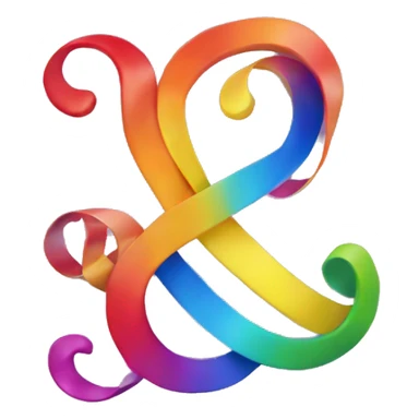 rainbow ampersand with ribbons sticker