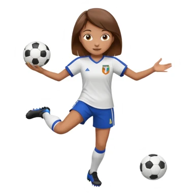 Can you make a girl with brown hair that is wearing a soccer uniform that is juggling a soccer ball sticker