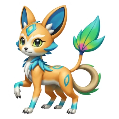 Colorful Exotic Randomly-colored Cartoon Anime Meloetta-WereGarurumon-Trico-Pokémon-Fakémon-fusion-hybrid-creature sticker