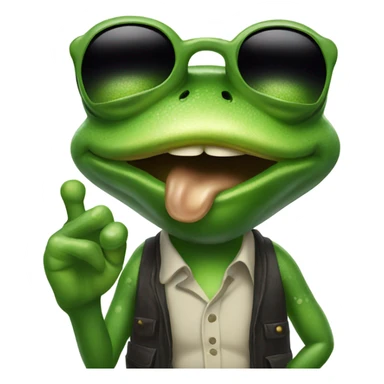 frog with middle finger and sunglasses sticker