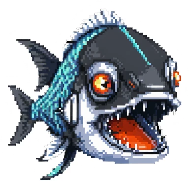 angry fish head logo with sharp teeth sticker