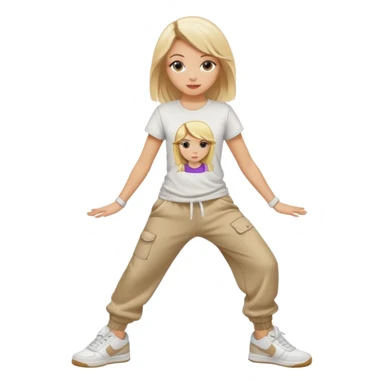 Hiphop dancer, with cute big pants, sneakers, and t-shirt. White girl blond sticker