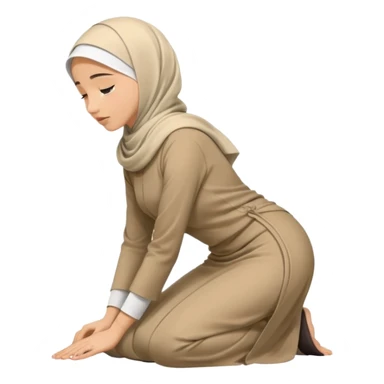 Islamic Woman Kneeling prostrated side view bent forwards sticker