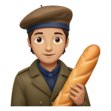 French man with baguette and beret  sticker