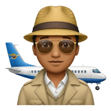 Visage homme créole réunionnais avec chapeau arrive avion sticker