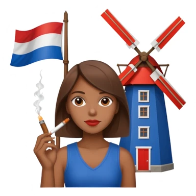 Windmill with a dutch flag and a girl smoking a blunt sticker