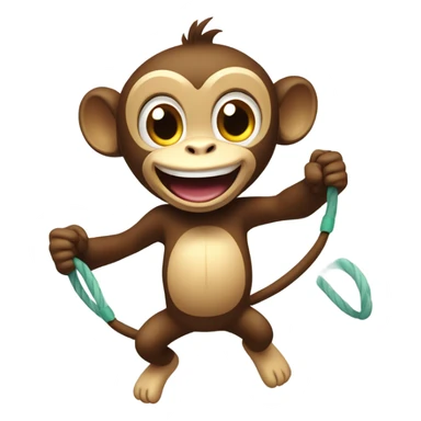 Monkey playing jump rope  sticker