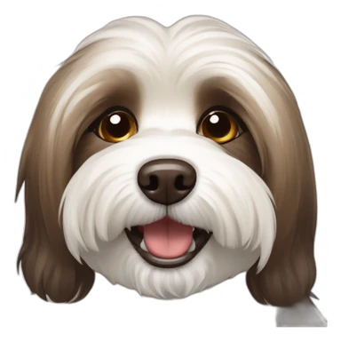 Brown and white havanese dog vampire teeth sticker